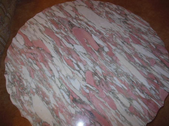 Swirly Pink/Gray Marble Top of cocktail table