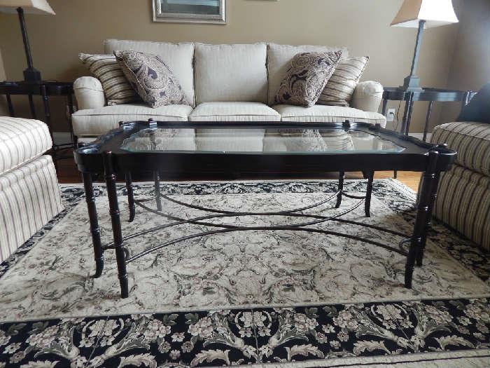 Black and Glass coffee table and 2 end tables