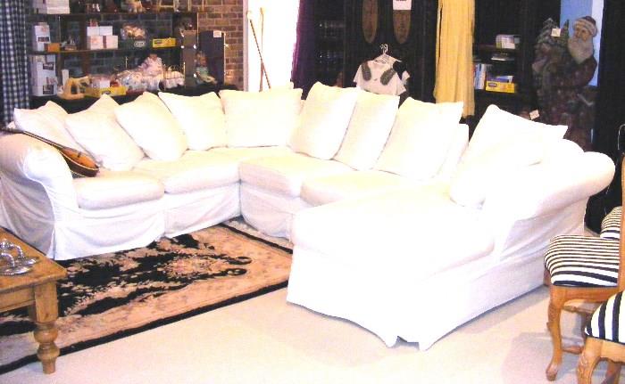 Pottery Barn "Charlestown" Sectional Sofa with White Slip covers