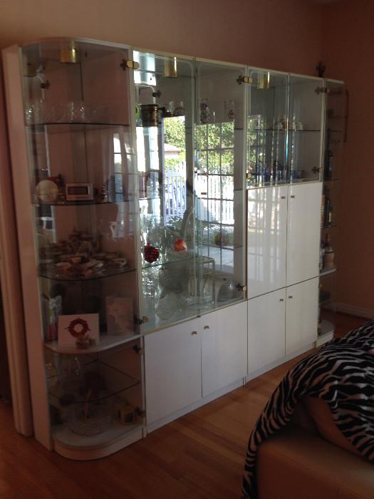 80's lucite and glass display cabnet