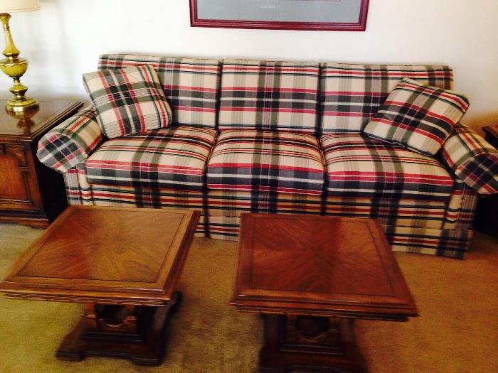 plaid couch / tables