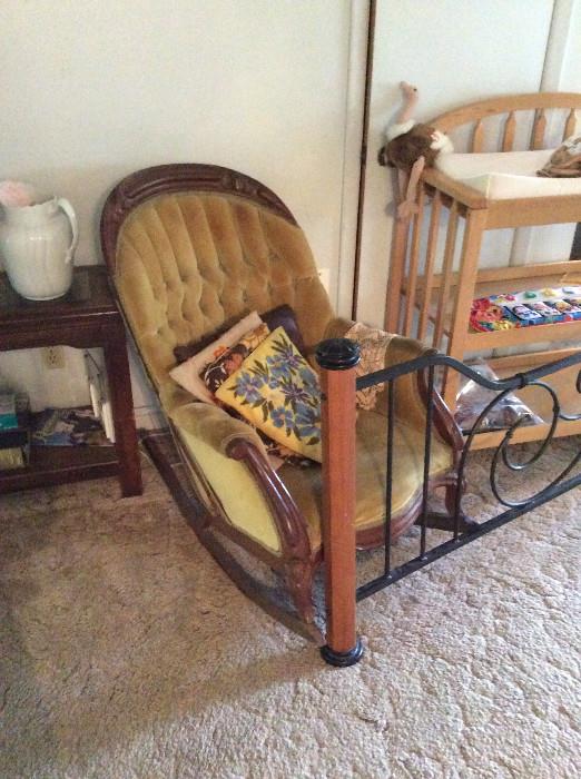 Vintage Rocking Chair with  Changing Table on Right