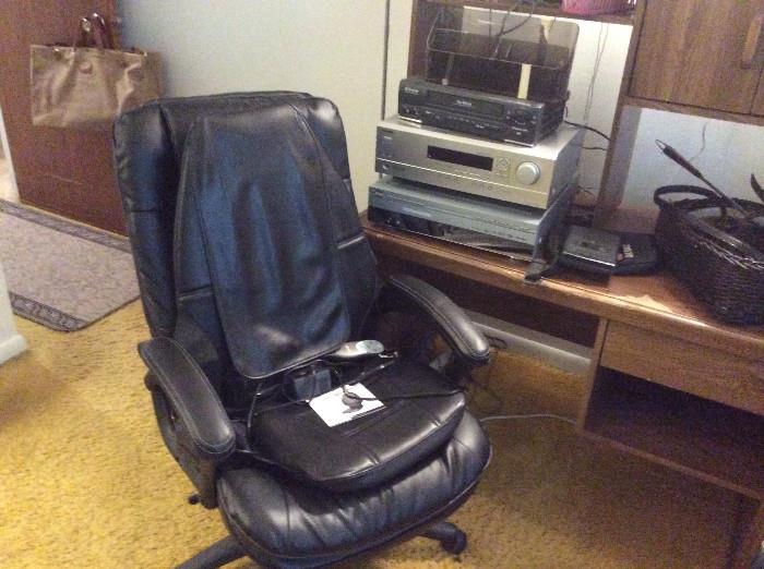 Leather Desk Chair with Electronics