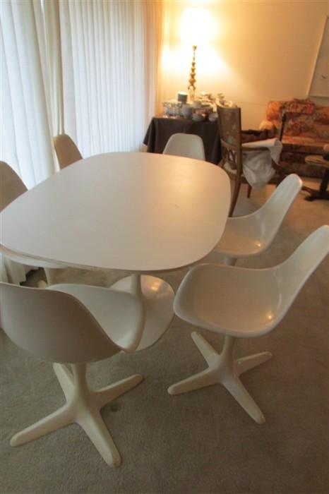 Burke Table and 6 chairs (propellar chairs)