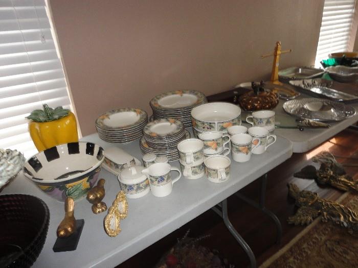 A variety of dishes and decorative items