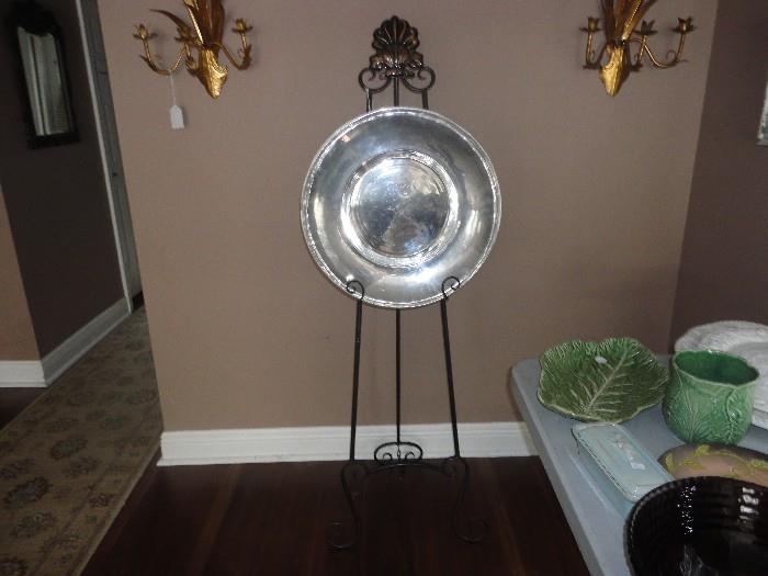 Faux gold wall sconces, large bowl and easel (sold individually)