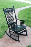Antique black & gold painted rocking chair