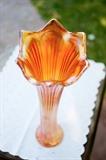 Marigold carnival glass vase