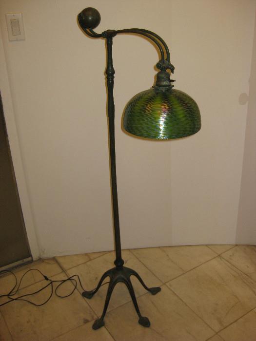 Magnificent Tiffany Studios Counter Balance floor lamp and LCT favrile shade.