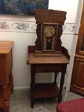 Nic very old walnut stand, great old clock