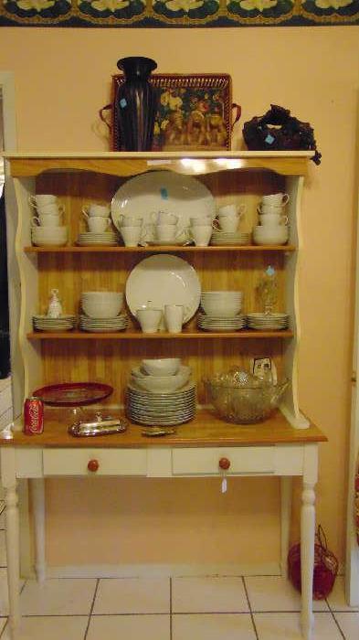 Kitchen hutch filled with Mikasa China