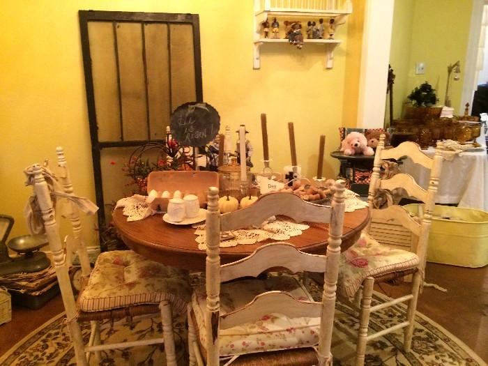 dining table with 4 chairs (set), screen door
