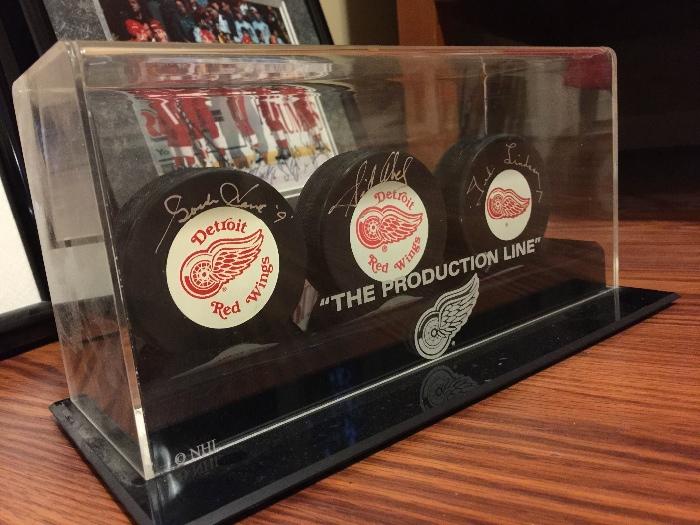 "Production Line" Signed Pucks and Case