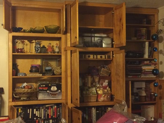 books, VHS tapes, gifts, plus these cabinets will be for sale.