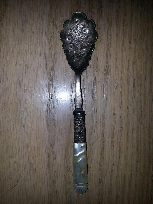 Late victorian mother of pearl serving spoon