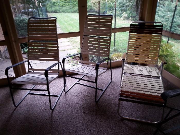 Vintage Brown Jordan chairs, 70's folding lounges