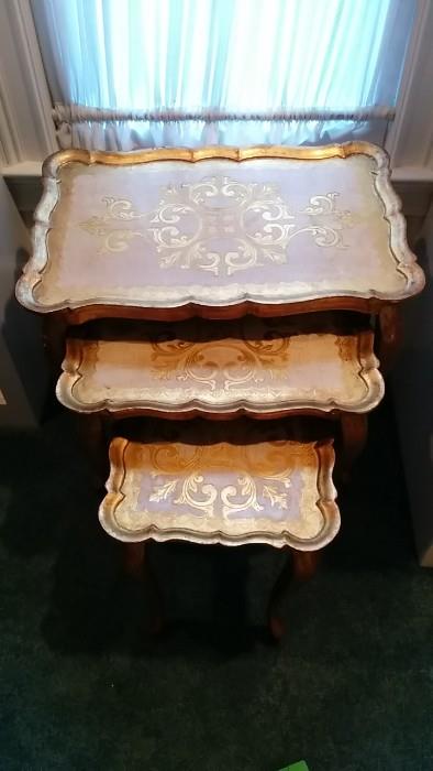 LOOK! Italian Florentine nesting tables. Good things do happen in threes!