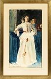 Lot#2006, GARI MELCHERS (AMERICAN 1860-1932), WATERCOLOR & PENCIL, C. 1900, 18" X 10", PORTRAIT OF A WOMAN,Signed and inscribed lower left, "Gari Melchers, to my friend Wm. Aikman", under glass and matted in a gilt wood frame.