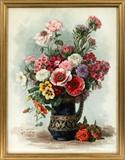 Lot#2015, PAUL DE LONGPRE, WATERCOLOR, 26" X 20", FLORAL STILL LIFE.Signed lower left, under glass in a contemporary gilt frame.