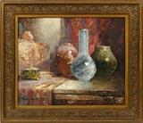 Lot#2017, DOUGLAS ARTHUR TEED (AMERICAN 1863-1929), OIL ON CANVAS, 1926, H 23", W 28", POTTERY.Signed lower left; gilt frame.