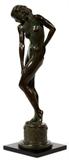 Lot#2026, HARRIET WHITNEY FRISHMUTH [AMERICAN 1880-1980], BRONZE SCULPTURE, 1930, H. 15 7/8", "REFLECTIONS"Marked Gorham Co. Founders, OHFG on lower edge. Mounted on blck Belgian marble base.
