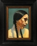 Lot#2037, JOSEPH HENRY SHARP (AMERICAN 1859-1953), OIL ON BOARD, HUNTING SON IN SUNLIGHT, H 14", W 10"Signed lower left; framed.