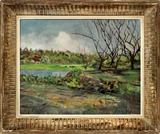 Lot#2039, CLARENCE RAYMOND JOHNSON (AMERICAN 1894-1981), OIL ON PANEL, SPRING IN PENNSYLVANIA, 1946, H 16", W 20"Signed and dated lower right; framed.