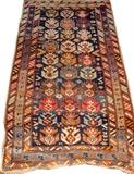 Lot#2263, ANTIQUE KAZAK RUG, C. 1900, 5' 0" X 3' 0" W 36" L 60"Blue field.