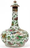 Lot#1075, CHINESE EXPORT BIRD & BUTTERFLY PORCELAIN WATER BOTTLE, 19TH C., H 14 1/2", DIA 9"With removable cover, decorated in butterfly, bird, and floral motif. No apparent markings.