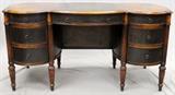 Lot#1168, STYLE OF MAITLAND SMITH LEATHER CLAD DESK, H 30", W 60", D 30"Top and sides are clad with leather, raised on reeded supports.