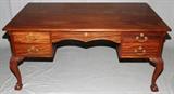 Lot#1173, CHIPPENDALE STYLE MAHOGANY PARTNER'S DESK, H 29.5", W 63", D 39"Each side having a central drawer flanked by two drawers on each side.