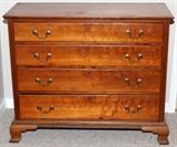 Lot#1197, AMERICAN CHERRY CHEST OF FOUR DRAWERS, 19TH C., H 36", W 44", D 20"Fitted with four graduated drawers, raised on bracket feet. 19th Century.  Measures H.36" x 44 1/4" x 19 3/4".