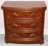 Lot#1321, VICTORIAN WALNUT CHEST OF THREE DRAWERS, C. 1880, H 30", W 32", D 20"Carved fruit and leaf pulls.