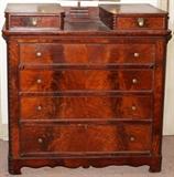 Lot#1325, AMERICAN MAHOGANY CHEST OF DRAWERS, 19TH C., H 45", W 45", D 19"Fitted with two small drawers above four drawers of graduated size.