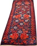 Lot#1332, BESSARABIA ORIENTAL RUNNER, EARLY-MID 20TH C., 8' 4" X 3' 6"Blue field, repetitions in red motif with border, light blue clouds.