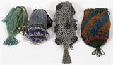 Lot#1508, BEADED & MESH EVENING BAGS, FOUR..Each with a draw closure.