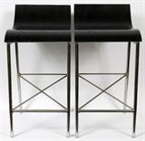Lot#1570, PURE DESIGN METAL & WOOD BAR STOOLS, PAIR, H 27"Pair of stools by Pure Design of Canada, label underneath (see additional photo).  Measuring H.27" x 14" x 7 1/2".