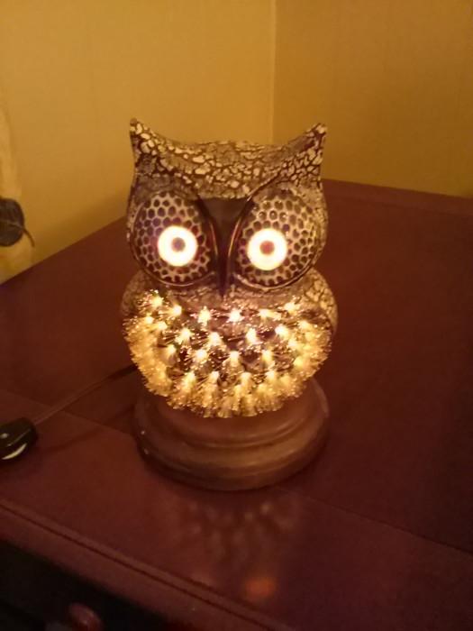 Fiber optic owl lamp