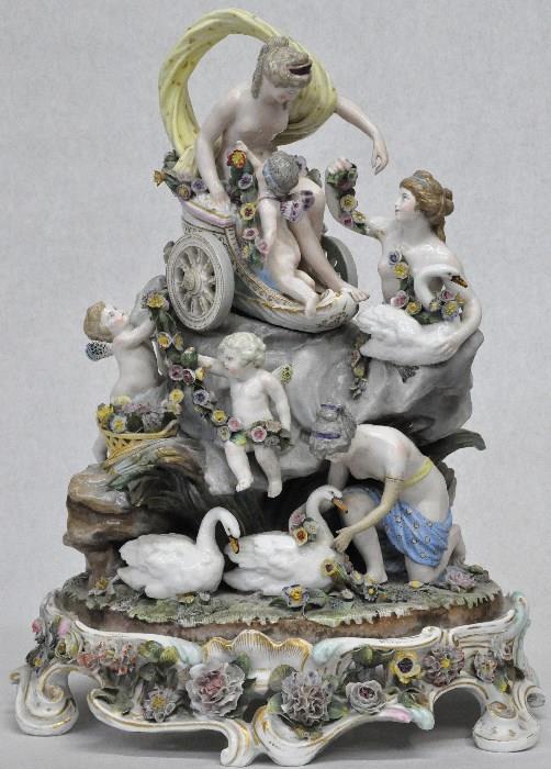 Meissen-Style 19th Century Figural Grouping, As Is.
