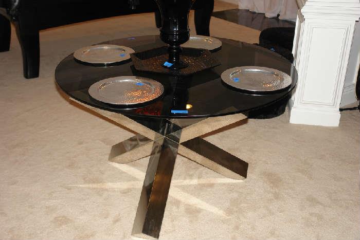 Round glass top table