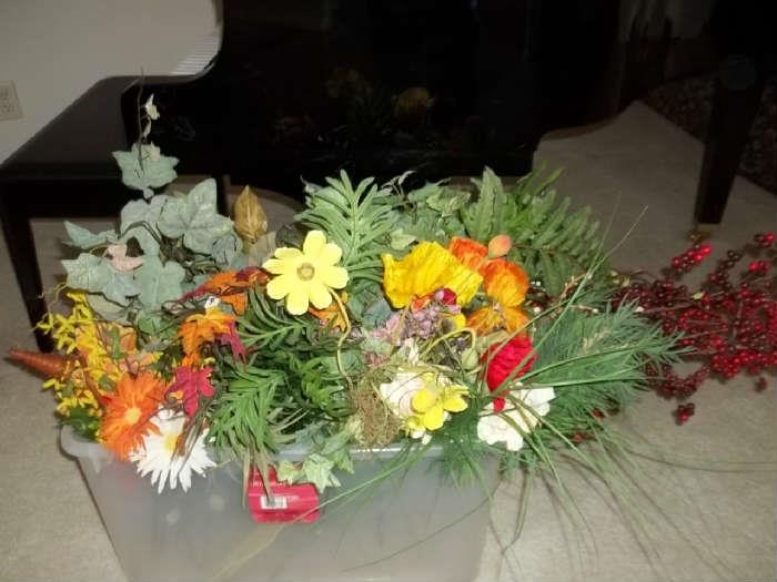 loads of silk flowers and arrangements