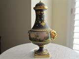 RARE 19C ROYAL VIENNA CABINET VASE-SIGNED BY SEVERAL ARTIST CUPIDS NUDE PSYCHE LIONS GOLD TRIM