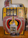 This is an "all original" 1934 War Eagle 5 cent slot machine. Good working order with all original innards in great condition.