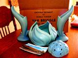 4 pc. van briggle console set with original box.