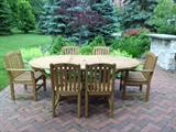 Teak patio table and 6 chairs.