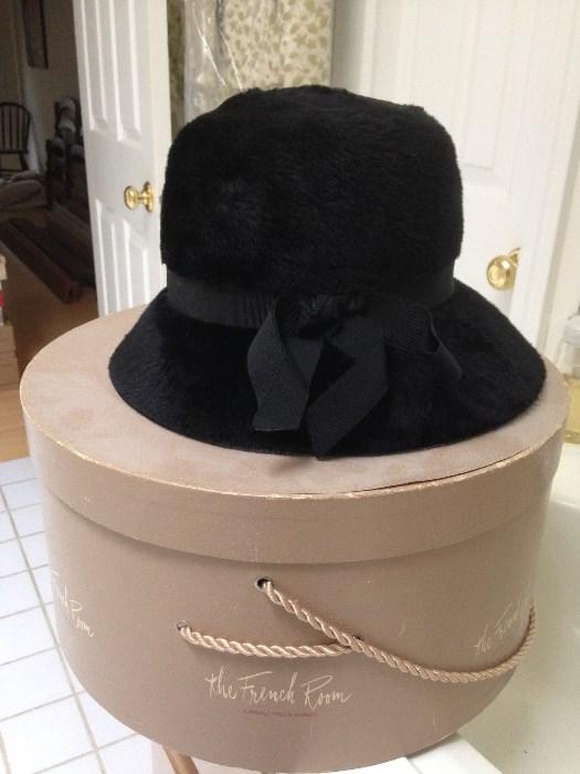 Vintage Coralie hat.  Vintage Marshall Fields "The French Room" hat box