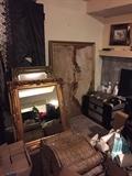 mirrors, art work, headboard and bench for king sized bed, 