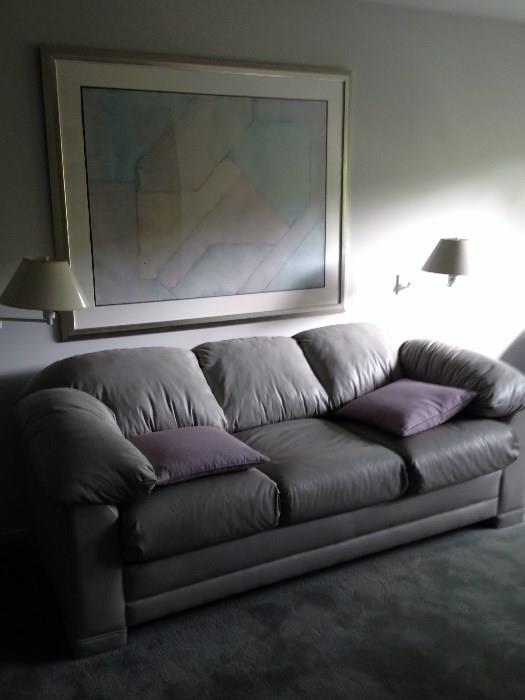 gray leather sofa couch