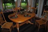 Oak kitchen table and six chairs