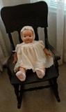 childs rocker $45 doll vintage $25